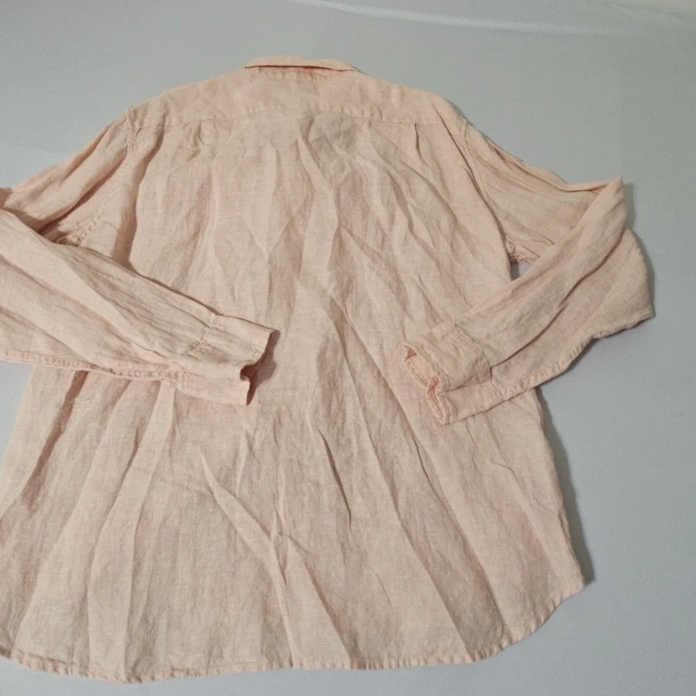 J. Crew Linen Shirt Mens XL Salmon Orange Button Down Long‎ Sleeve Lightweight